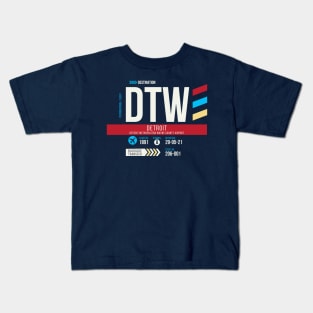Detroit (DTW) Airport Code Baggage Tag Kids T-Shirt